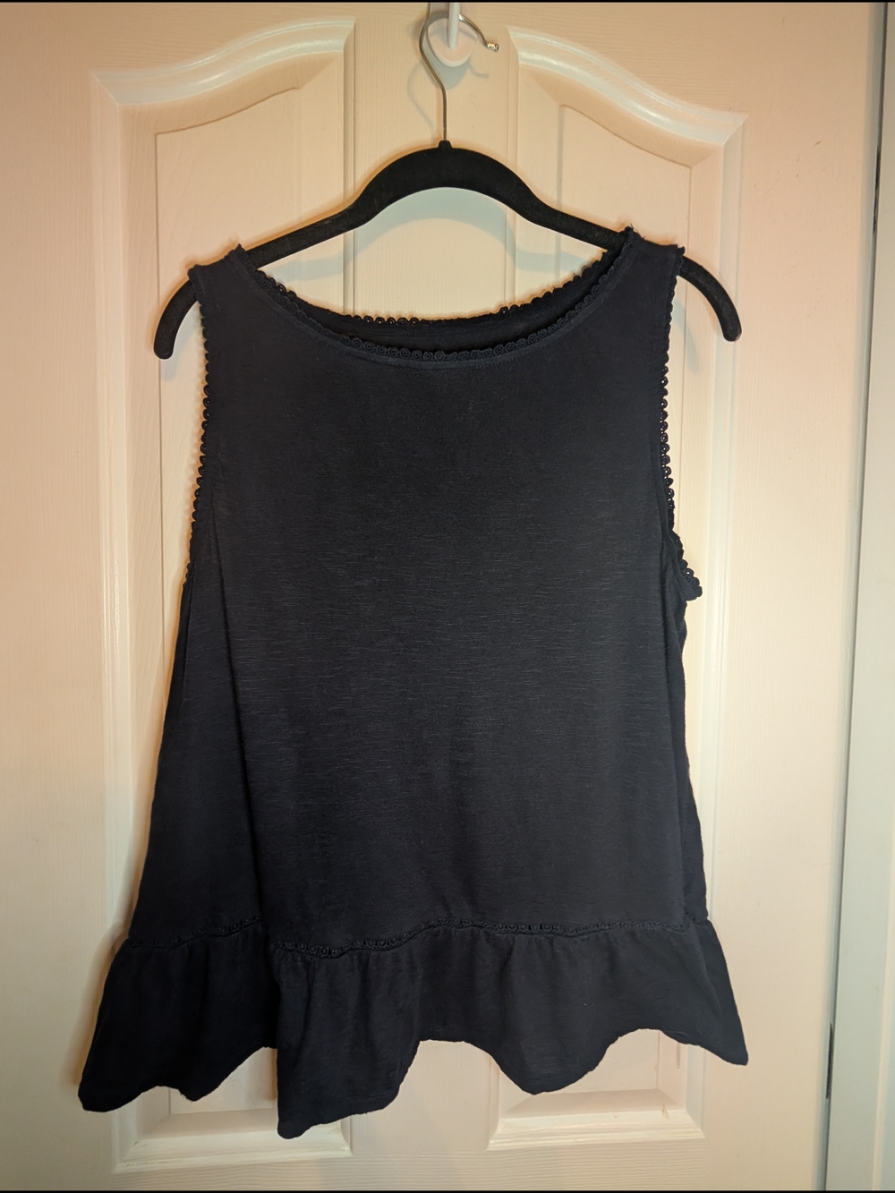 LOFT Black Ruffle-Hem Sleeveless Tank